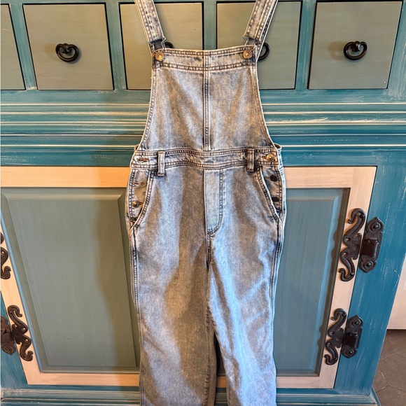 aerie Pants - aerie Blue Denim Overalls with Contrast Stitching